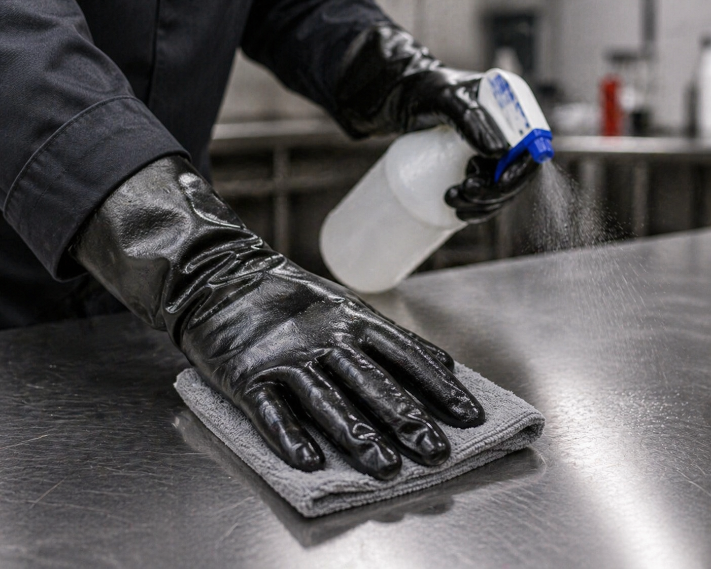 Black PVC Coated Gloves – 14" Gauntlet, Smooth Finish, Interlock Lined (Large)
