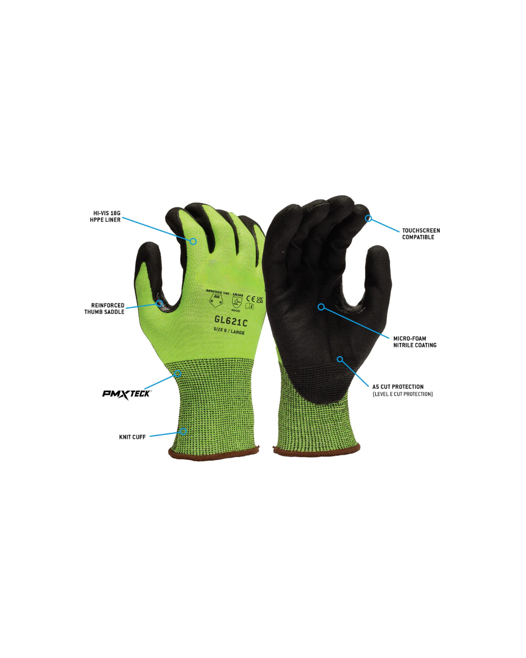GL621C A5 Cut Resistant Gloves | Level 6 Abrasion | Nitrile Grip Gloves