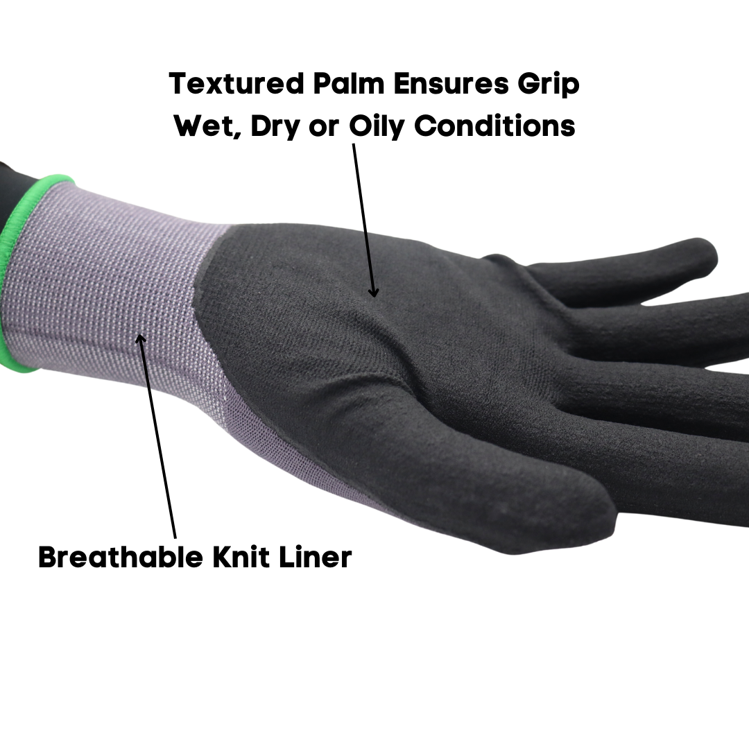 307 Series Powertouch® 15 Gauge Palm Coated Work Glove, Gray/Black, Sizes S-XXL