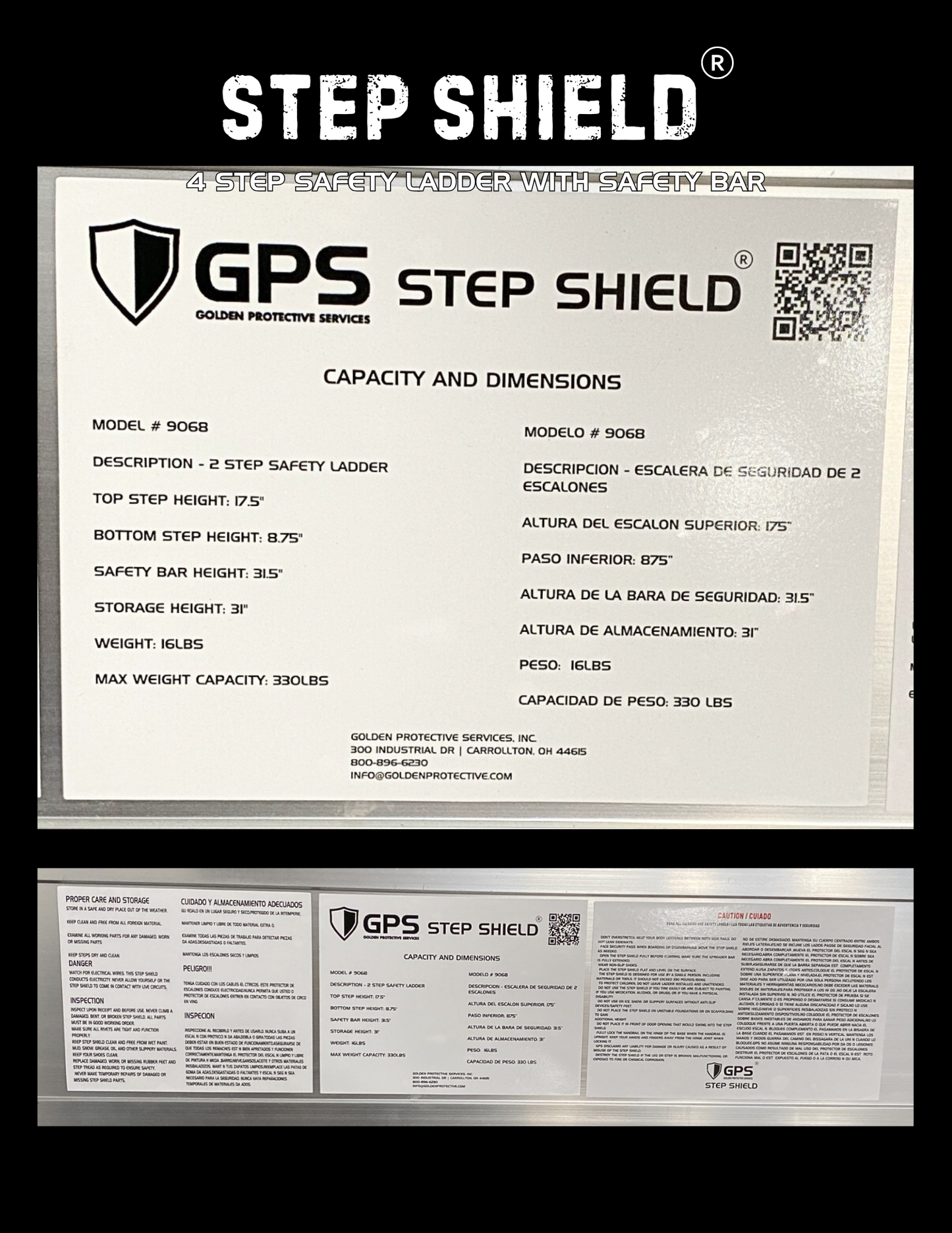 Step Shield 4 Step Safety Ladder with Safety Bar