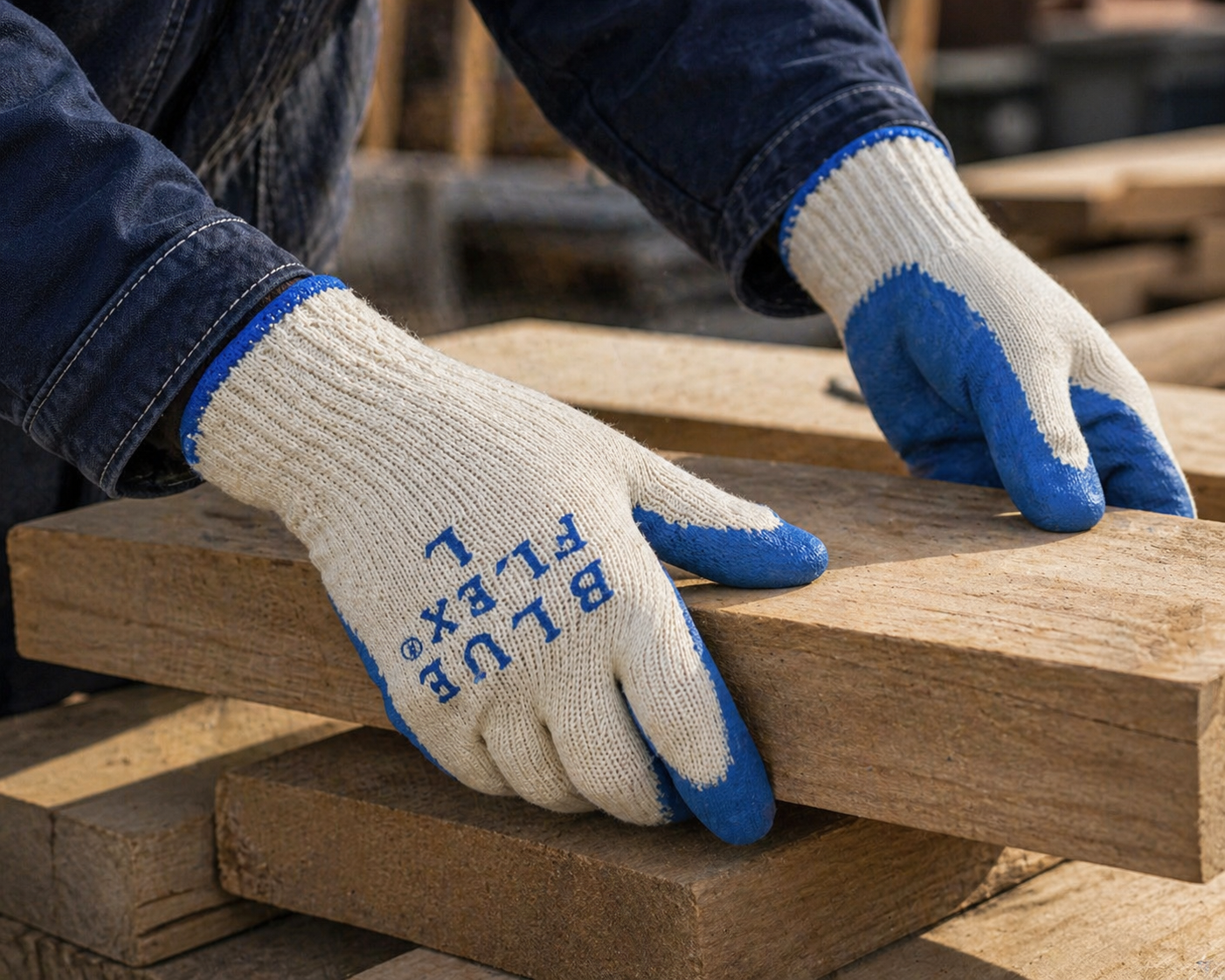 BlueFlex A377 Rubber Palm Gloves – 10 Gauge Knit, Grip Coated (Pair)