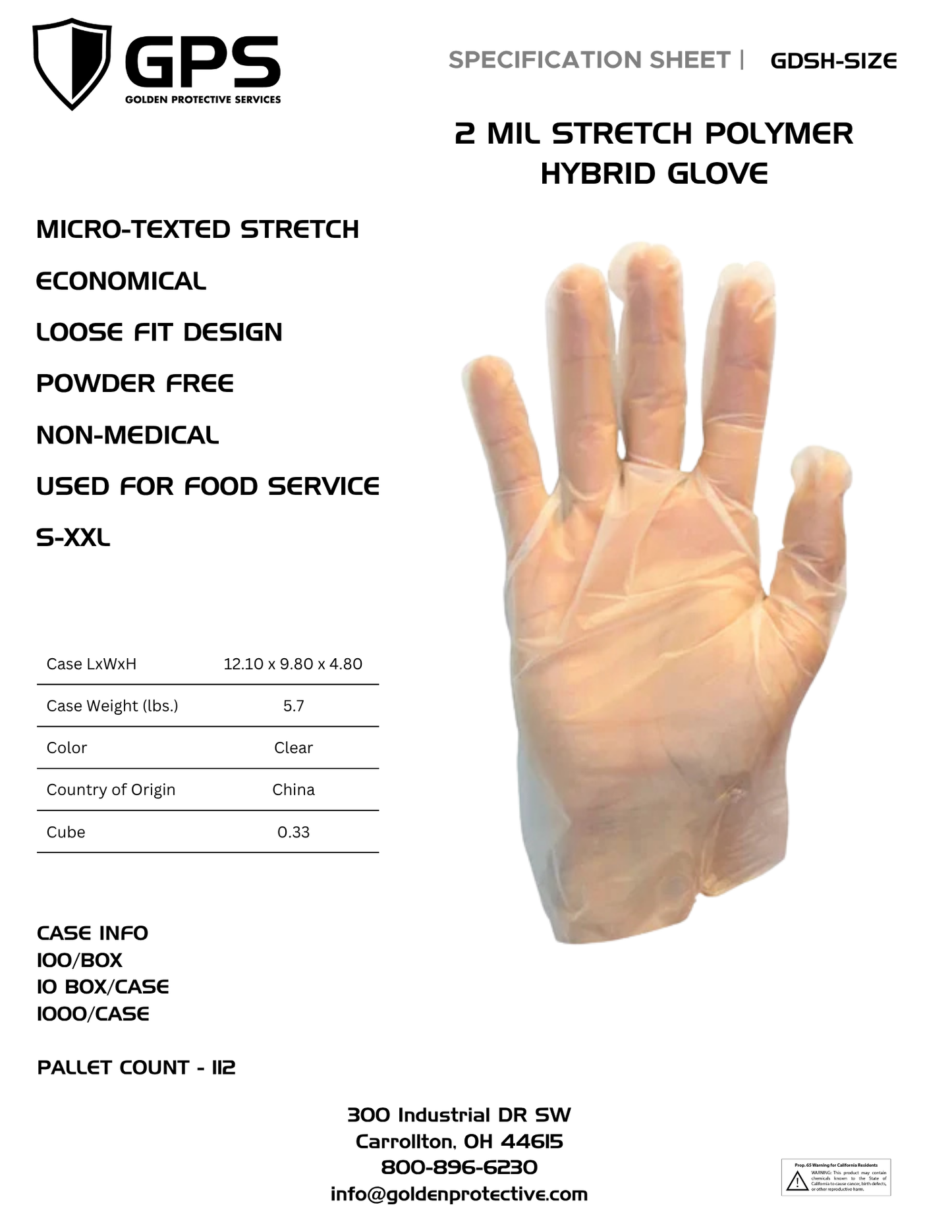 Stretch Hybrid Polyethylene Gloves (GDSH) | Powder-Free, Food Safe, S–XXL