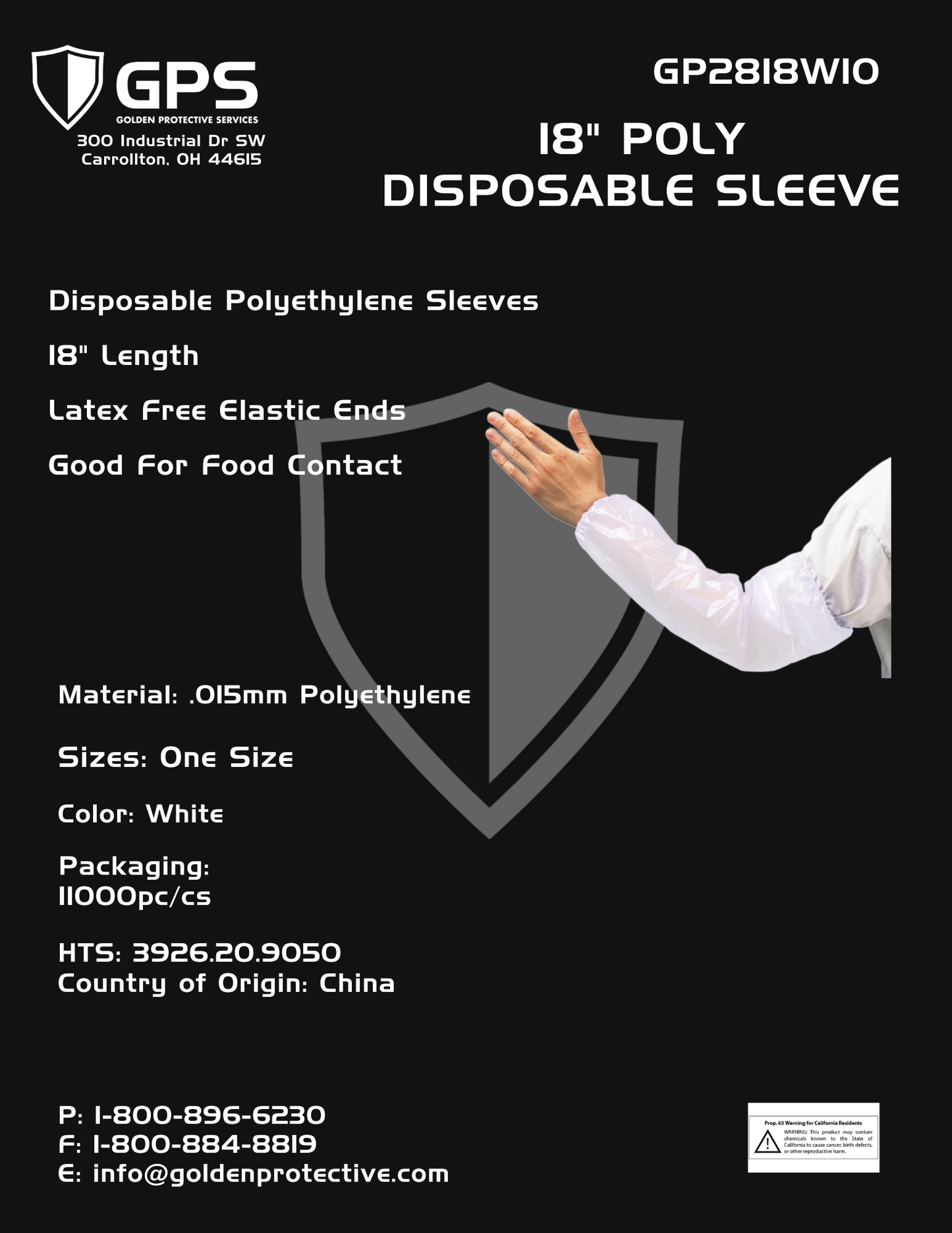 18" Poly Disposable Sleeve