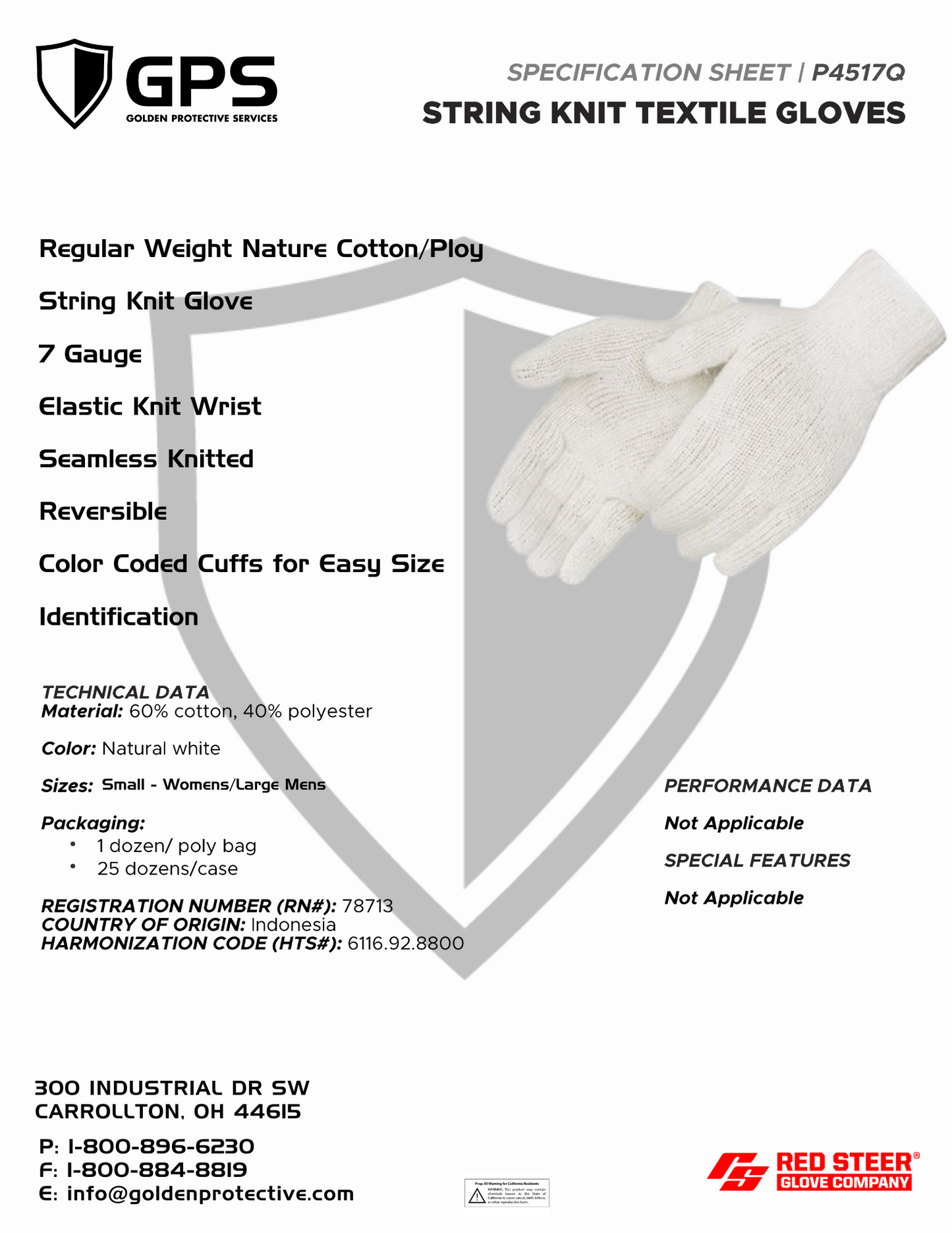 P4517Q - Cotton Knit Textile Gloves