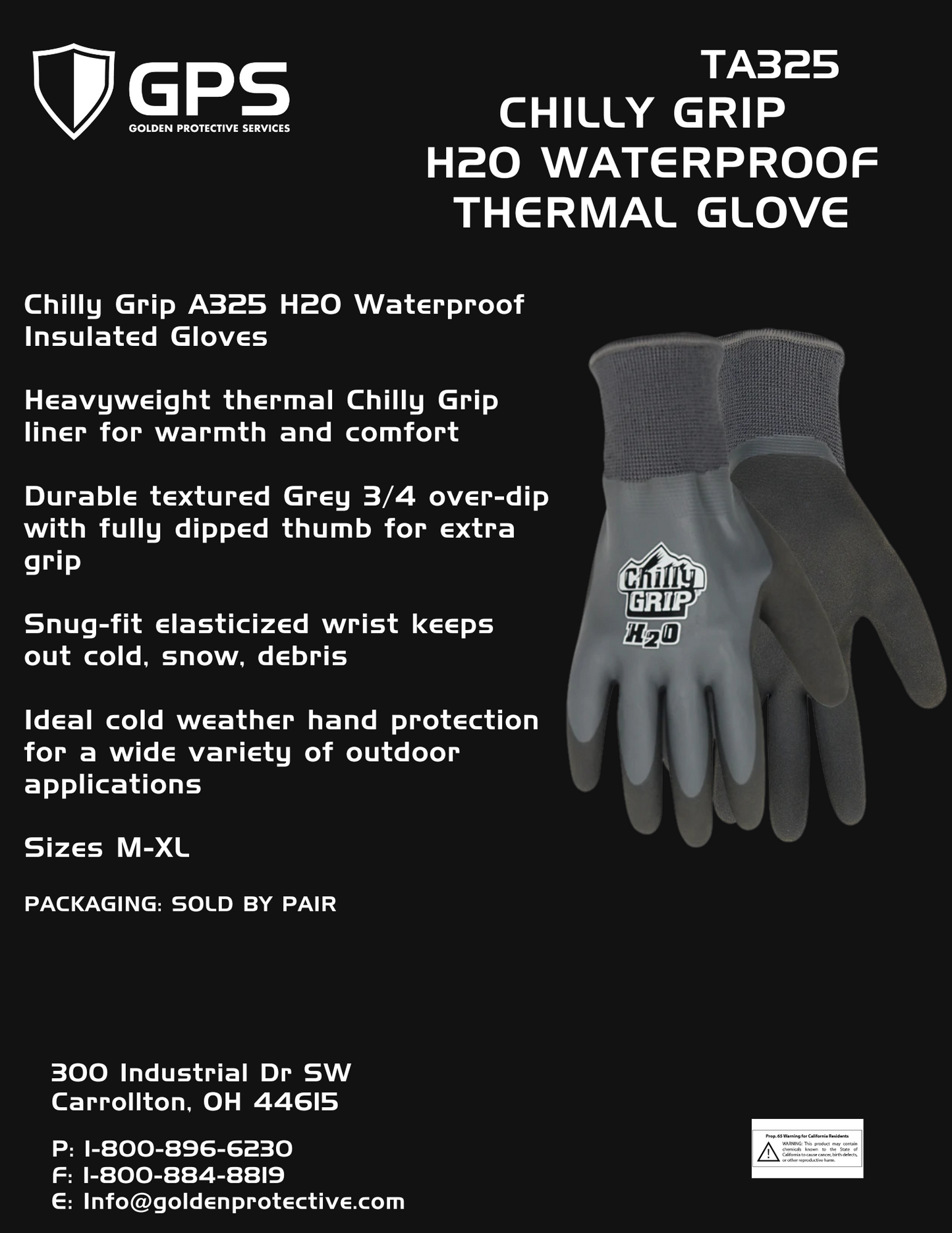 TA325 Chilly Grip® A325 H2O Waterproof Insulated Gloves