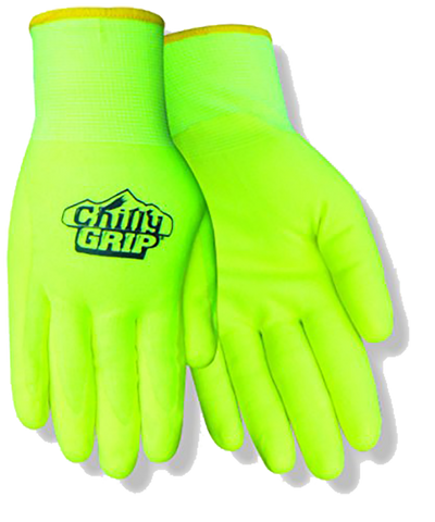 Chilly Grip TA319 Water Resistant Hi-Vis Yellow Thermal Lined Gloves, Sizes M-XXL
