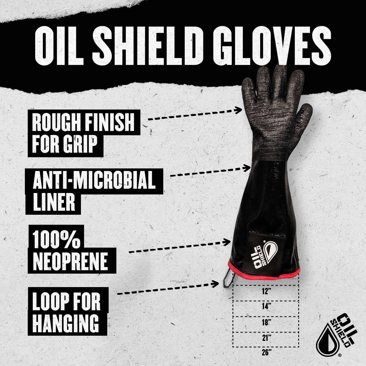 Oil Shield®, 26" High Temp Neoprene Insulated Gloves- Mens Size S and L - GPSFoodService