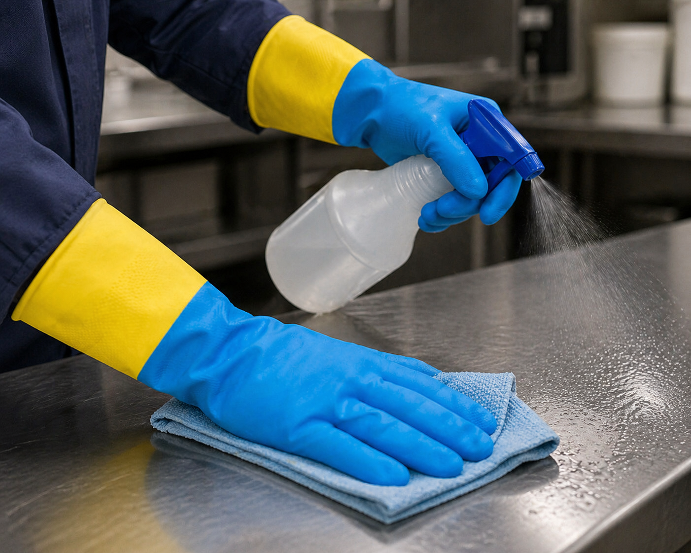 Neoprene/Rubber Chemical Gloves – 30 Mil, 13" Flock Lined, Blue/Yellow (S–XL) T124