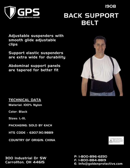 Back Support Belt with Detachable Suspenders