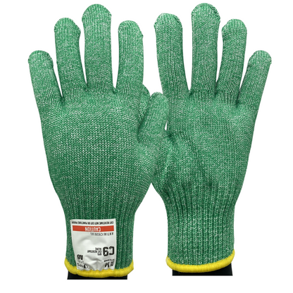 C9 Cut Resistant 10 Gauge, ANSI 6 Green Glove, Antimicrobial
