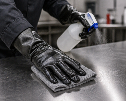 Black PVC Coated Gloves – 14" Gauntlet, Smooth Finish, Interlock Lined (Large)
