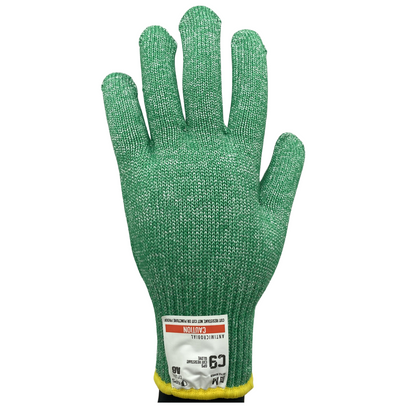 C9 Cut Resistant 10 Gauge, ANSI 6 Green Glove, Antimicrobial