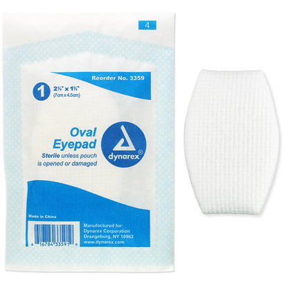 Oval Eye Pad, 2 5/8" x 1 5/8", Soft Cotton Fill, Soft Mesh Outer Cover