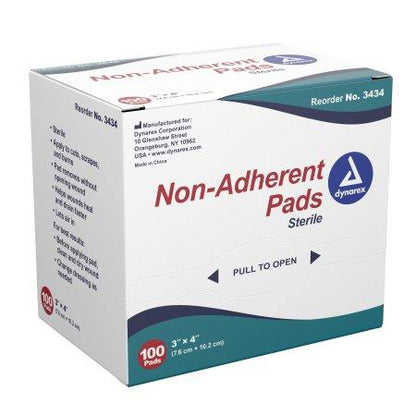 Non-Adherent Pads, Cotton/Polyester, 3" x 4", Wound Protection, 100 Per Box