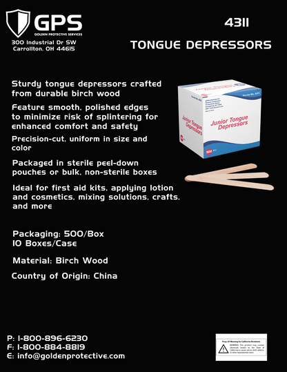 Tongue Depressors, Crafted from Durable Birch Wood, 500 Per Box