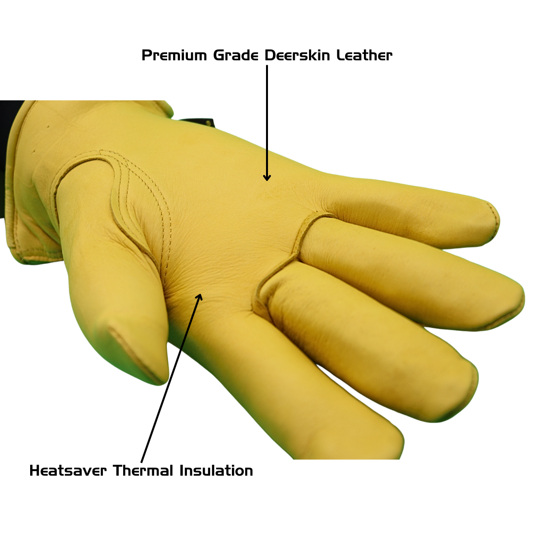 5505 Yellow Deerskin Driver’s Gloves – Thermal Lined – Keystone Thumb