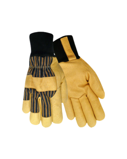 59260 Black/Yellow Pigskin Driver’s Gloves – Thermal Lined – Wing Thumb