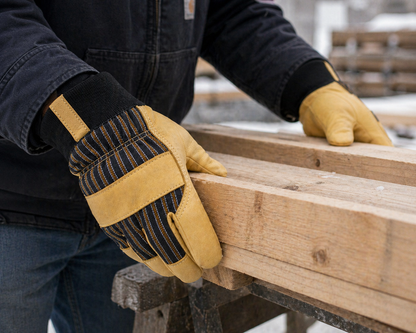 59260 Black/Yellow Pigskin Driver’s Gloves – Thermal Lined – Wing Thumb