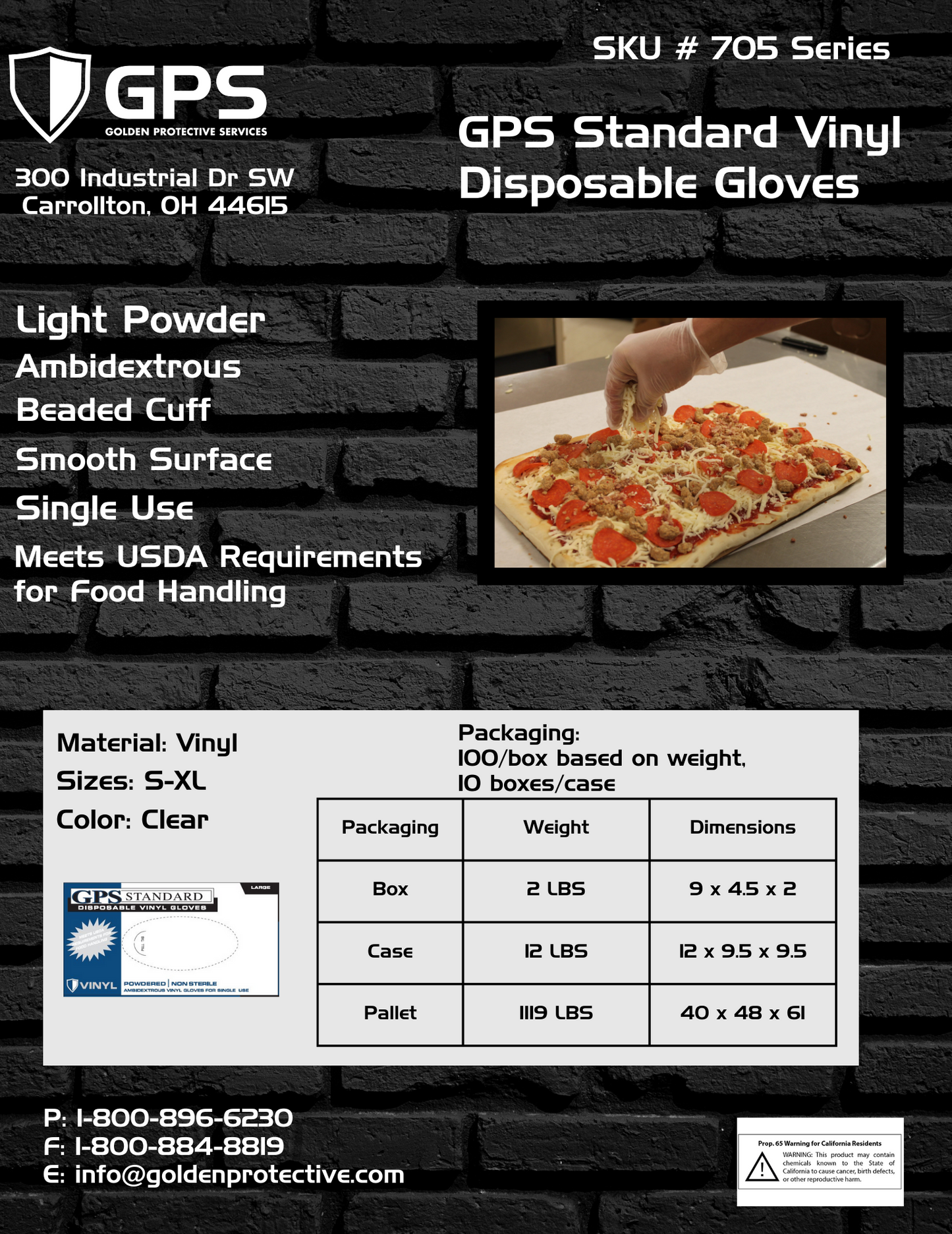 Vinyl Disposable Gloves Light Powder