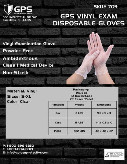 Vinyl Exam Disposable Gloves Powder Free