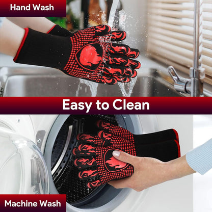 BBQ Gloves, Heat Resistant Oven Mitts Grilling Gloves