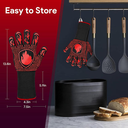 BBQ Gloves, Heat Resistant Oven Mitts Grilling Gloves
