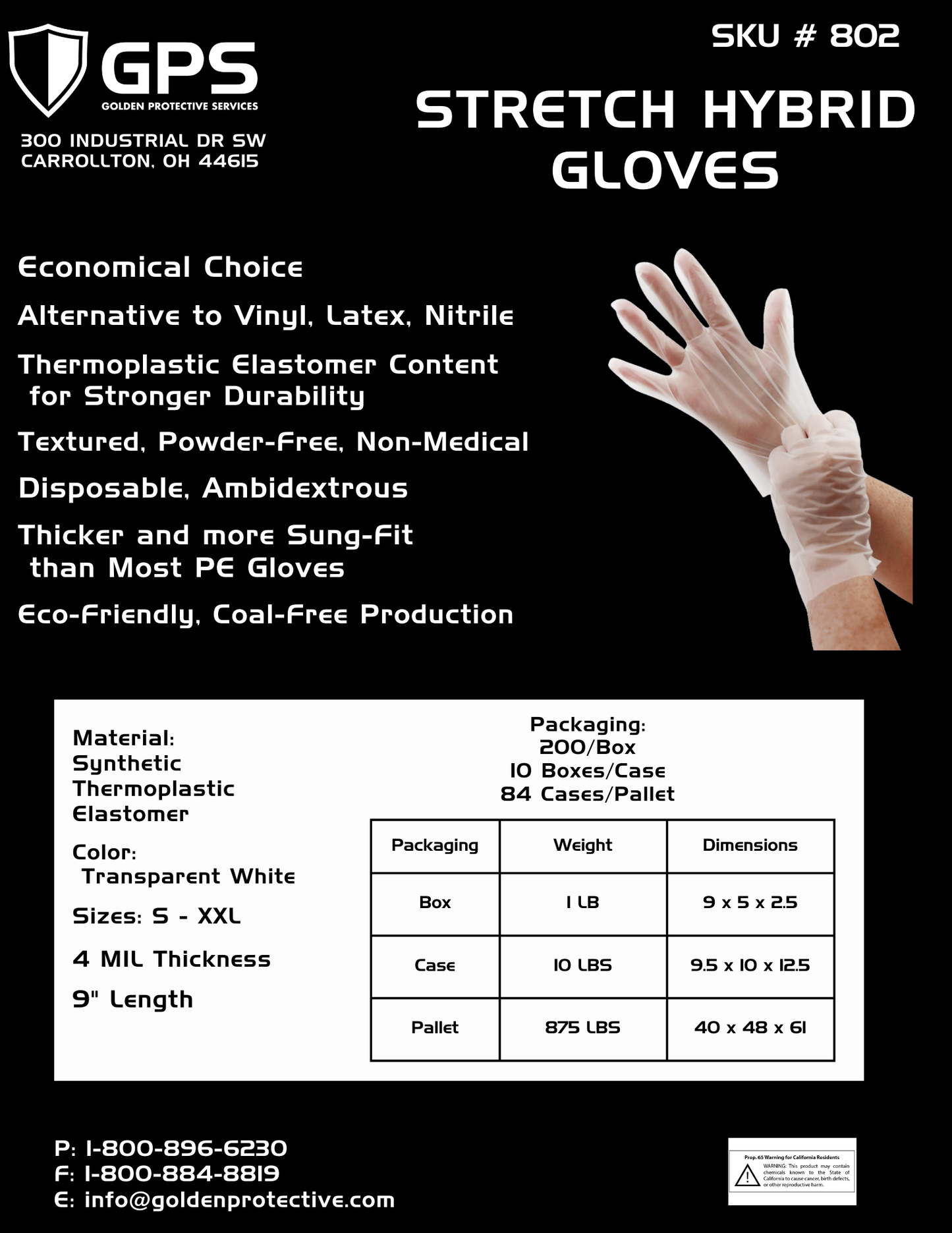 Disposable Clear Poly Hybrid Stretch Gloves, Copolymer Polyethylene PE Blend, Plastic, Powder-Free, Latex and Allergy Free, Food Service, Work, Cooking and Cleaning, Sizes S-XXL