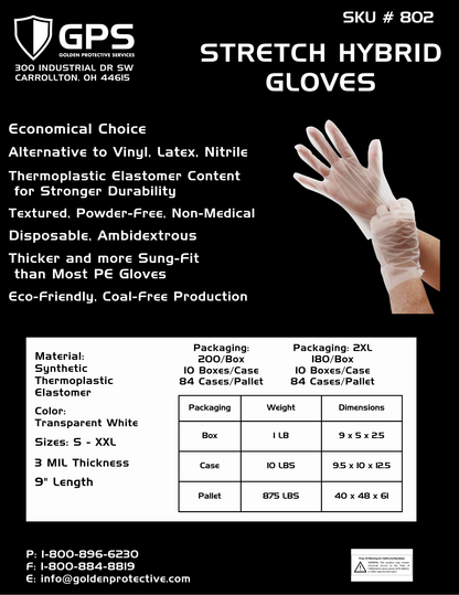 Disposable Clear Poly Hybrid Stretch Gloves