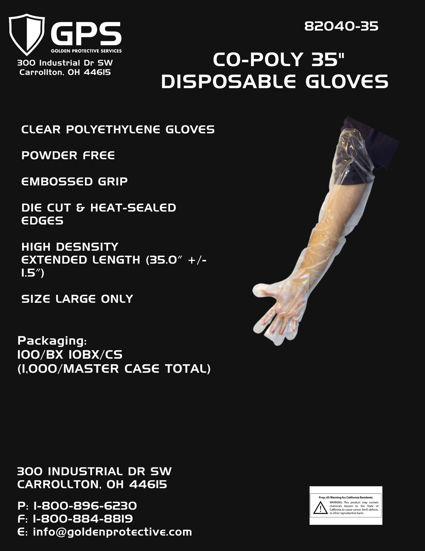 Co-Poly - 35" Disposable Gloves (Size Large)