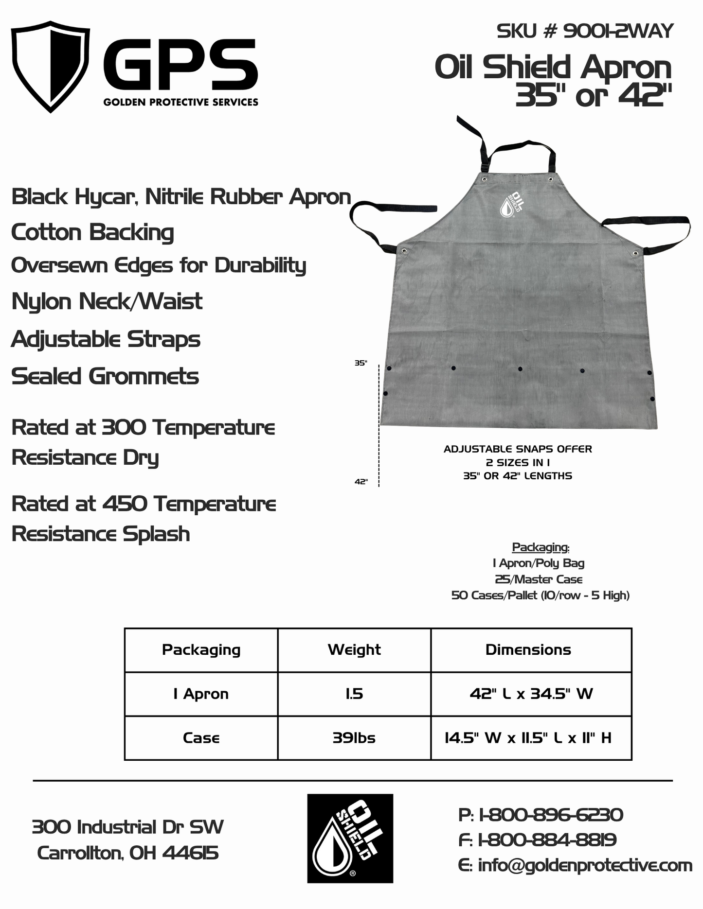 Hycar Nitrile Rubber Apron Oil Shield® | Heavy Duty Kitchen Apron 9001-2Way