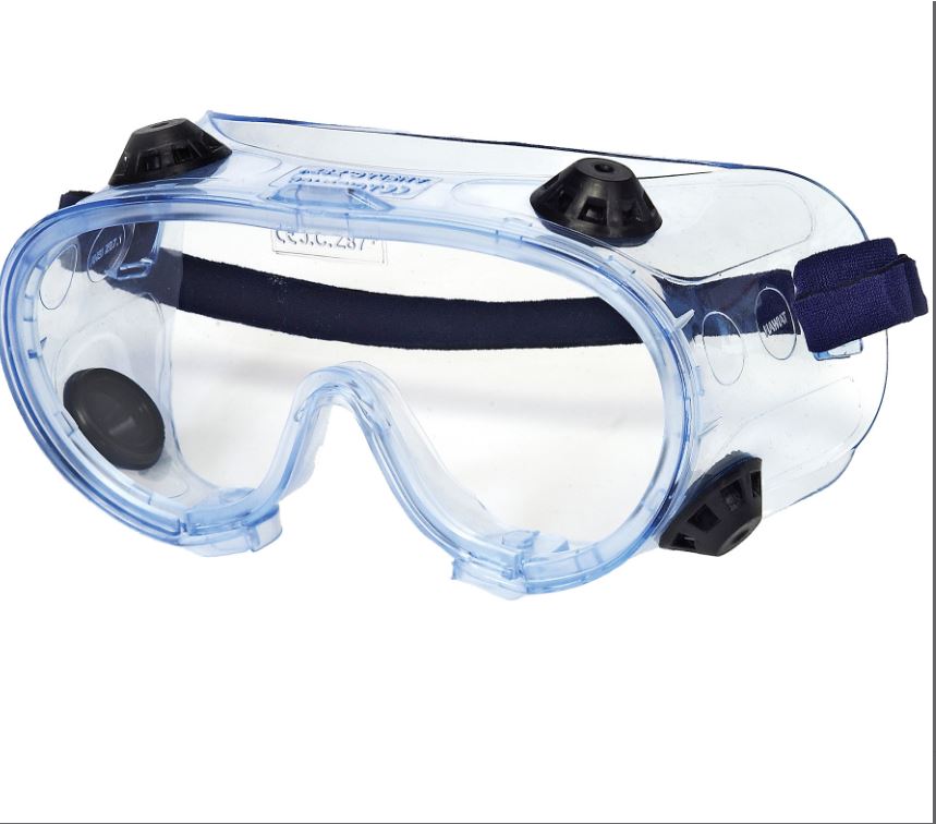 Safety Goggles, Vent Caps, Clear, Antifog with Elastic Strap