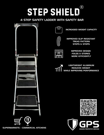 Step Shield 4 Step Safety Ladder with Safety Bar