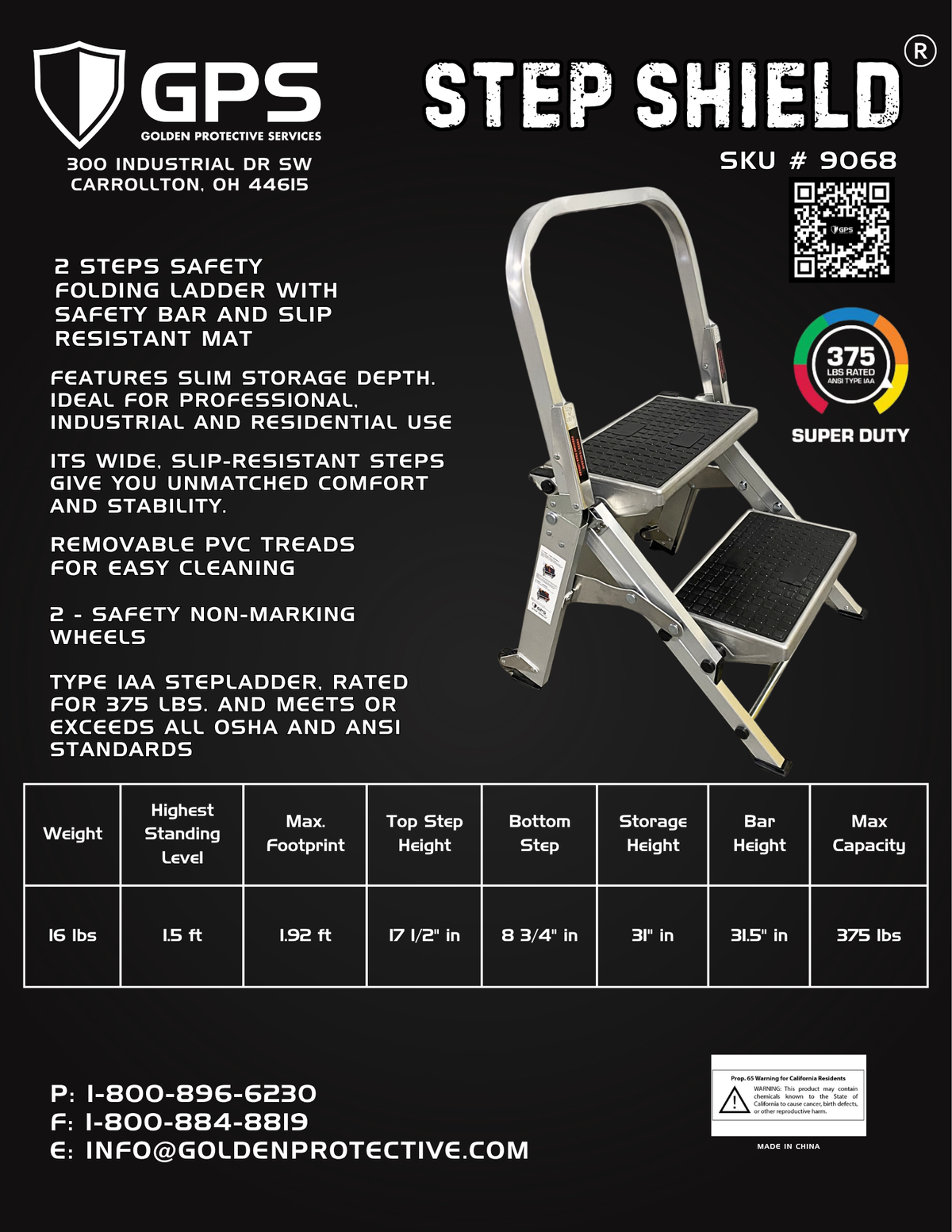 Step Shield® Heavy Duty 2 Step Safety Ladder