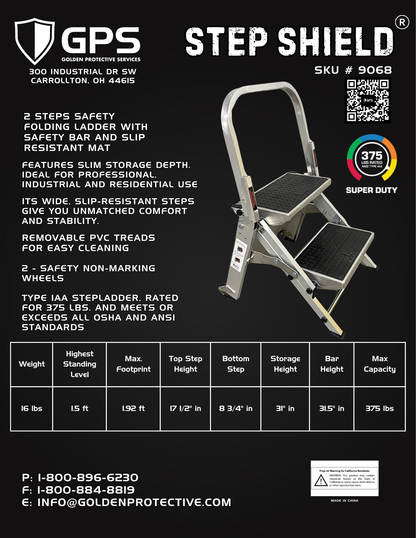 Step Shield® Heavy Duty 2 Step Safety Ladder