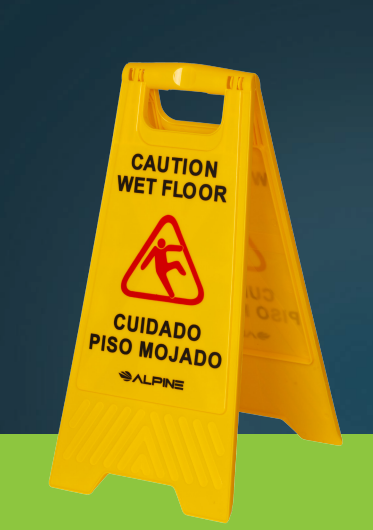 24" Caution Wet Floor Sign, Yellow, A Frame Style, Durable Polypropylene