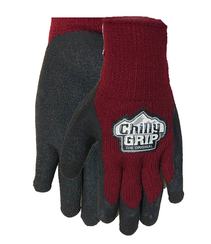 Red Steer Chilly Grip Women's Heavyweight Thermal-Lined Foam Latex Gloves, Maroon/Black