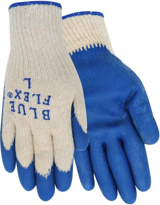 BlueFlex A377 Rubber Palm Gloves – 10 Gauge Knit, Grip Coated (Pair)
