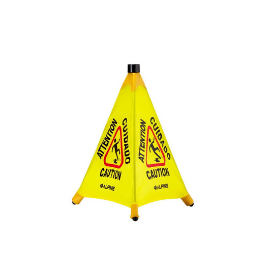 18" Pop-Up Caution Safety Cone – Bilingual Wet Floor Sign with Storage Tube (9099)