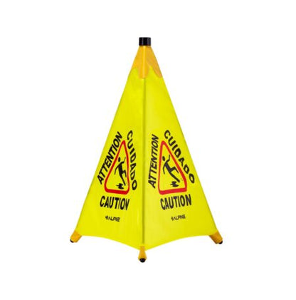 18" Pop-Up Caution Safety Cone – Bilingual Wet Floor Sign with Storage Tube (9099)