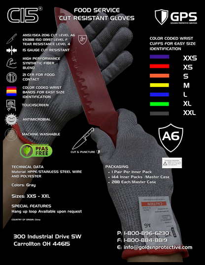 C9+ 10 Gauge Red Cut Resistant Gloves