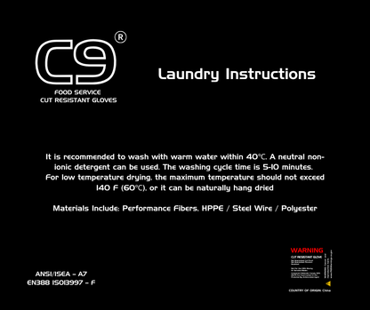 C9, 10 Gauge Cut Resistant Grey Glove