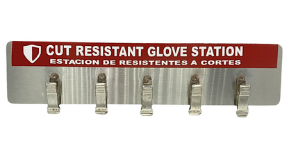 Cut-Resistant Glove Storage Station – 5 Clip Stainless Steel Rack (Made in USA)