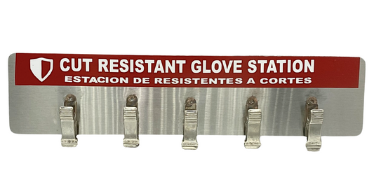 Cut-Resistant Glove Storage Station – 5 Clip Stainless Steel Rack (Made in USA)