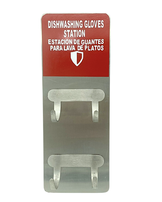 Dishwashing Glove Storage Station – Stainless Steel, Holds 4 Pairs (Made in USA)