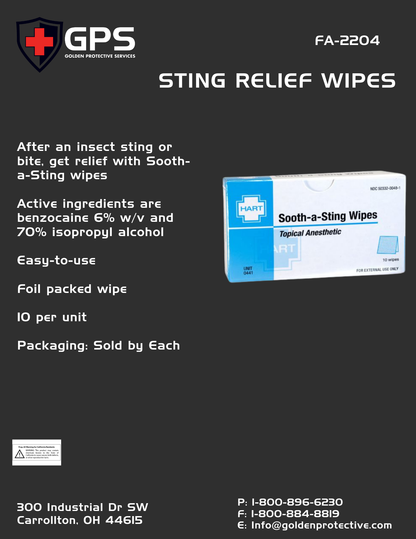 Sting Relief Wipes, Topical Anesthetic
