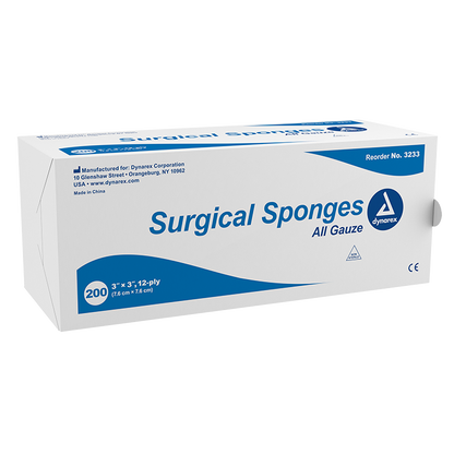 Surgical Gauze Pad, 3" x 3", 100% Cotton Gauze, 200 Per Box