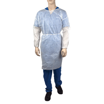 Isolation Gown, Infection Control, Non-Woven Material, Disposable, White