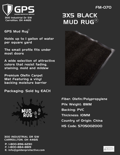3"x5" GPS Mud Rug - Black