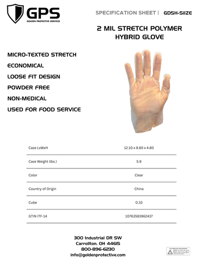 2 MIL STRETCH POLYMER HYBRID GLOVE