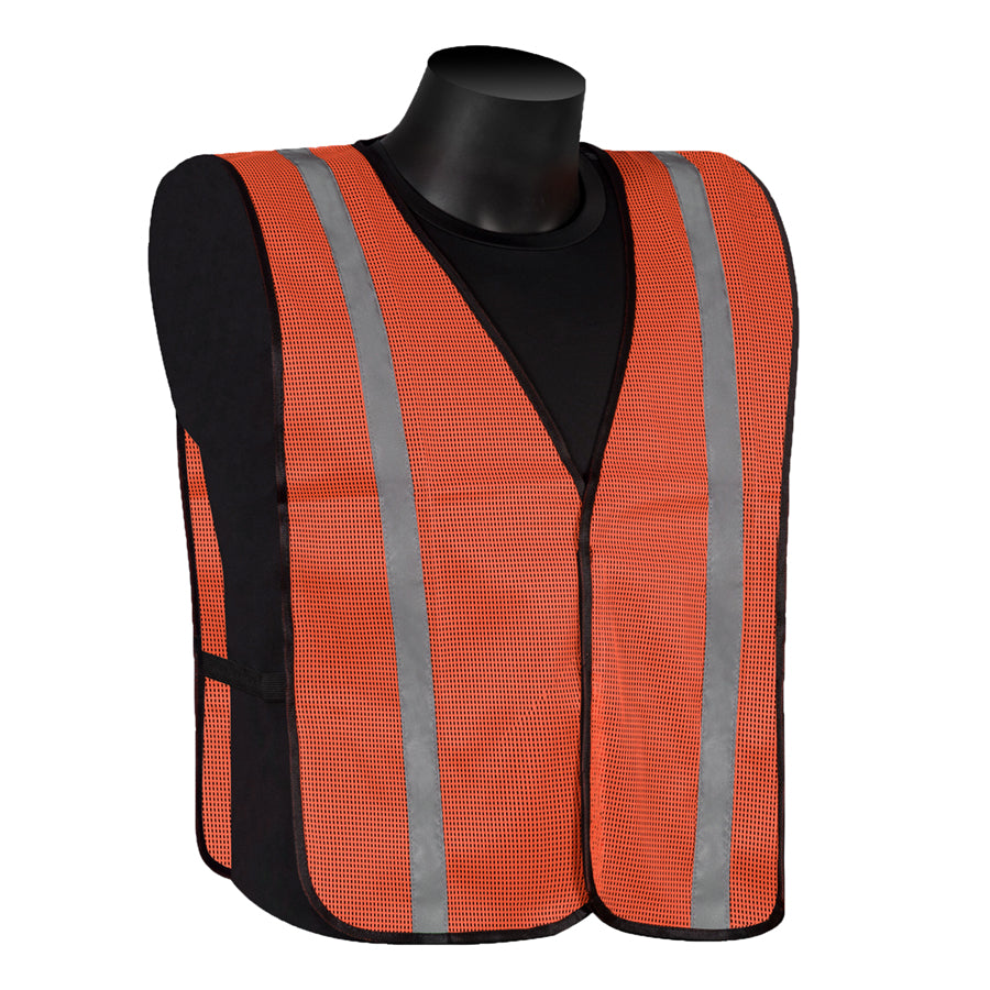 Hi-Viz Safety Orange Reflective Vest, 1" Vinyl Reflective Material